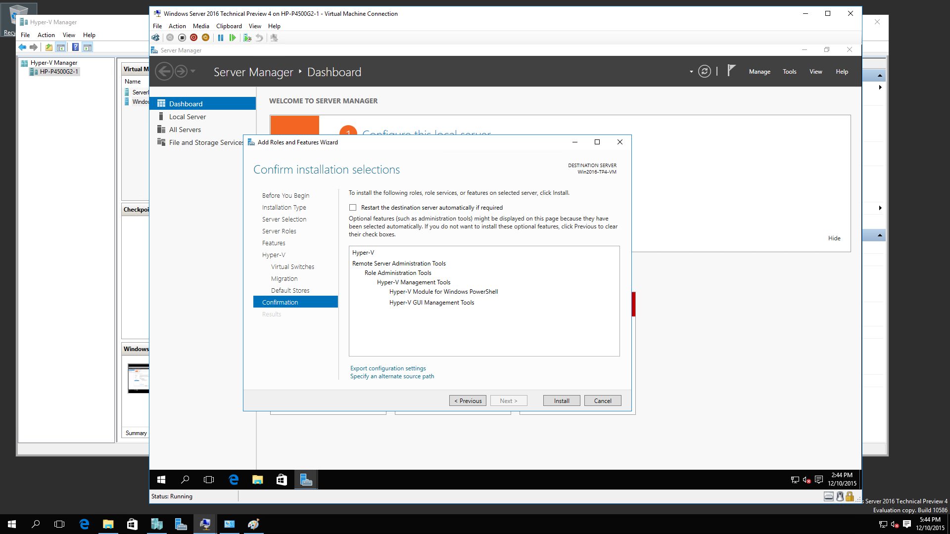 Windows 2016 R2 TP4 Nested Virtualization 10