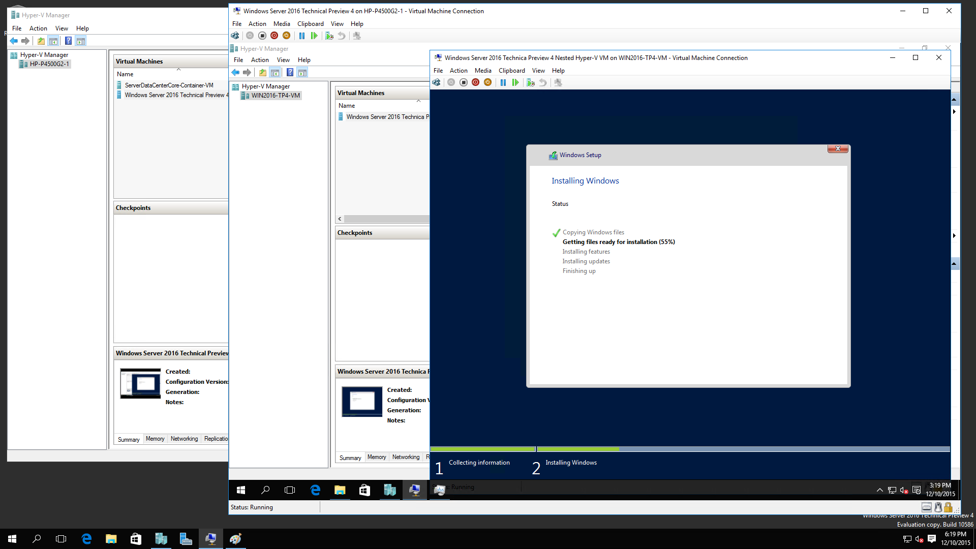 Windows 2016 R2 TP4 Nested Virtualization 15