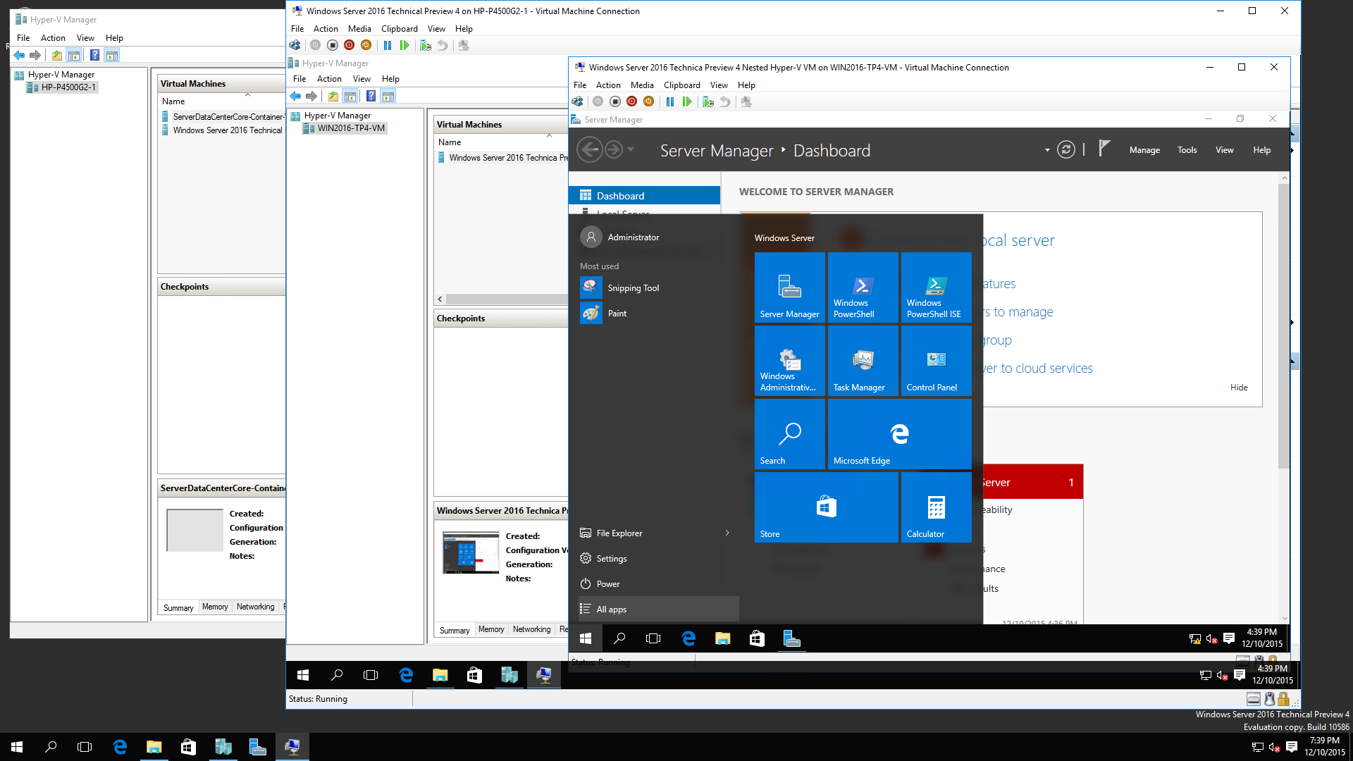 Windows 2016 R2 TP4 Nested Virtualization 17