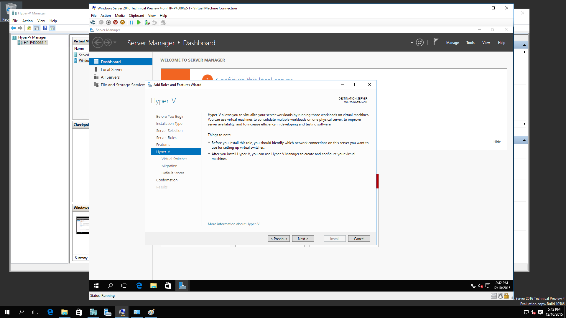 Windows 2016 R2 TP4 Nested Virtualization 5